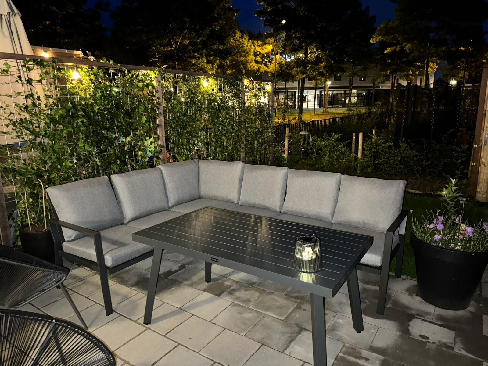 Dining lounge set grijs, Ophalen, 6 zitplaatsen, Aluminium, Zo goed als nieuw