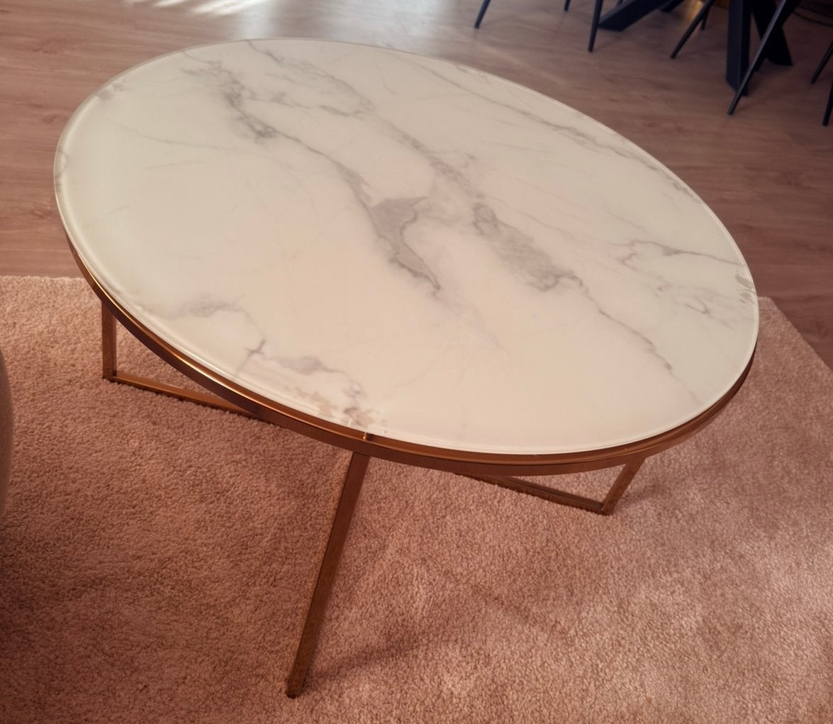 Bank Tafeltje, Marmer, Metaal of Aluminium, Rond, 55 tot 75 cm