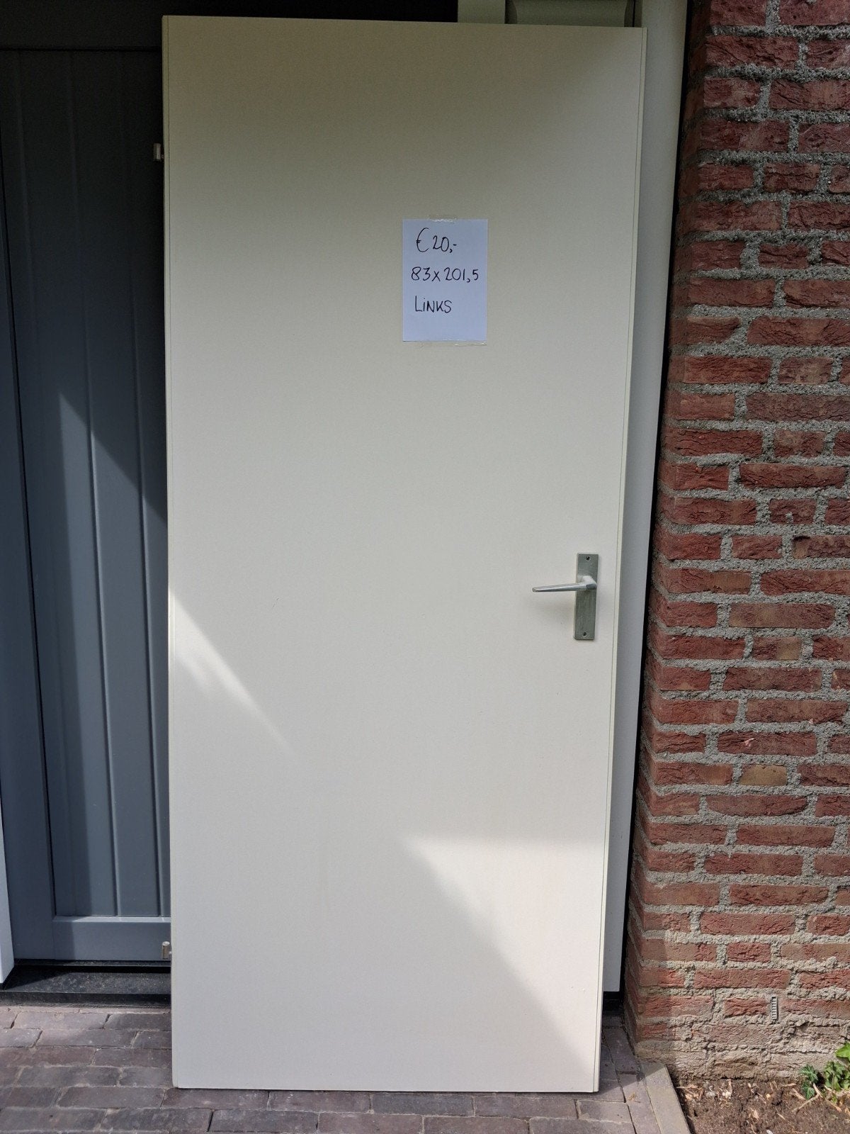 Witte opdekdeur 83x201,5 cm, linksdraaiend, Ophalen, Gebruikt, Binnendeur, 200 tot 215 cm