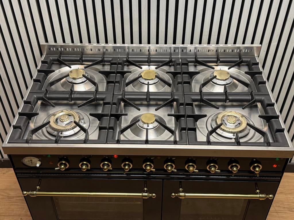 Luxe Boretti Fornuis antraciet/messing met 6 zones 100 cm, Fornello Esperta, Ophalen of Verzenden, Zo goed als nieuw, Energieklasse A of zuiniger
