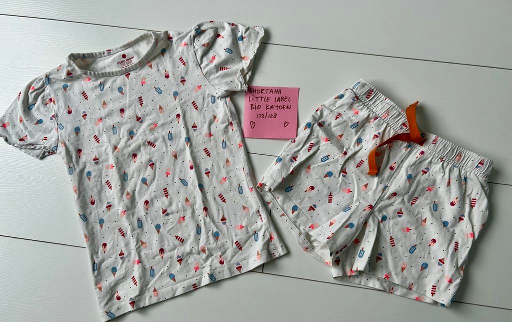 Shortama pyjama  Little Label bio katoen maat 122/128, Ophalen of Verzenden, Zo goed als nieuw, Meisje, Nacht- of Onderkleding