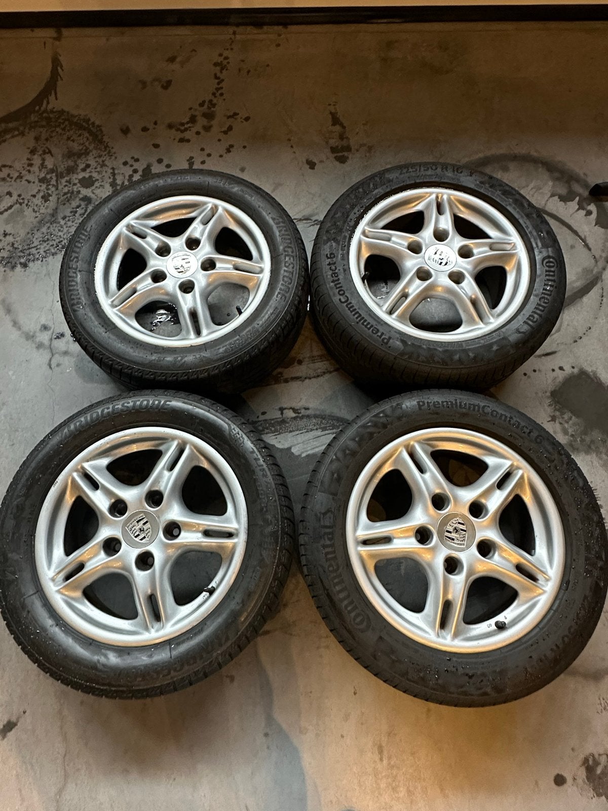 Porsche 16 inch velgen met zomerbanden, Ophalen of Verzenden, Gebruikt