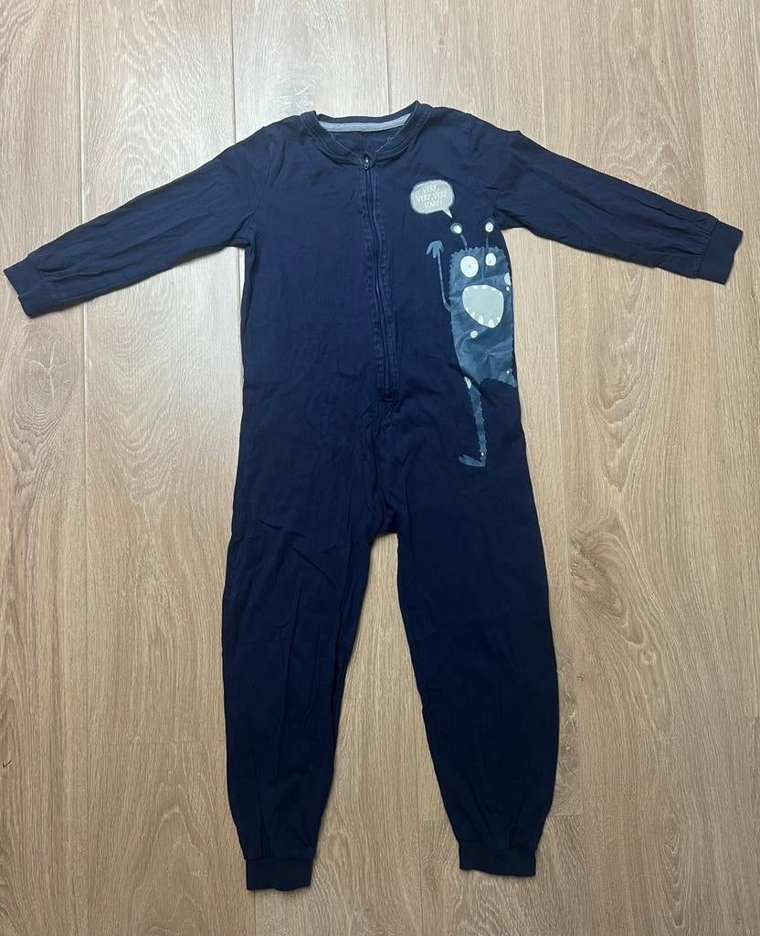 Lupilu onesie pyjama blauw monsters maat 110/116, Ophalen of Verzenden, Gebruikt, Jongen, Nacht- of Onderkleding