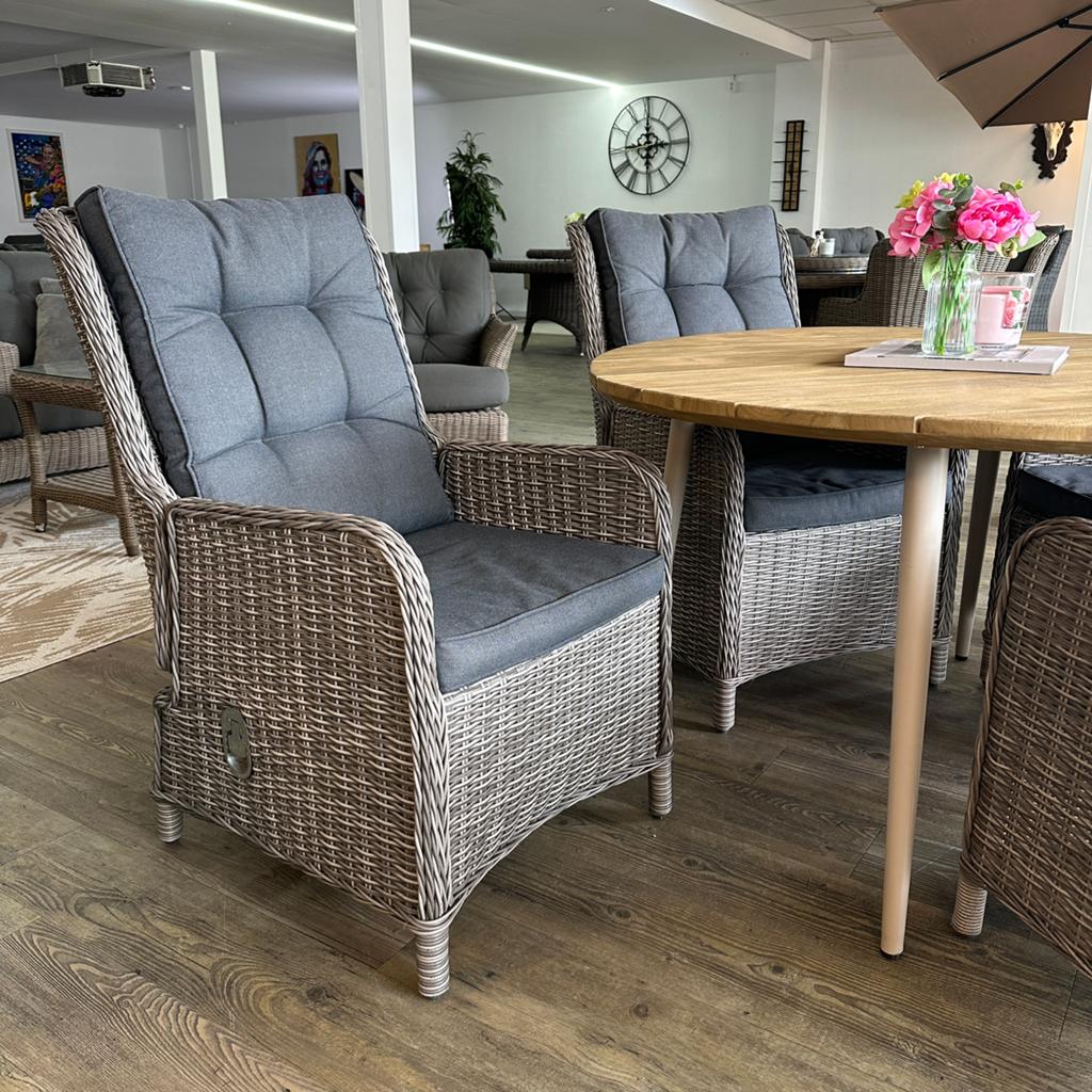 Mooie ronde tuinset met 3 verstelbare wicker tuinstoelen, Verzenden, ., Wicker, Zenq