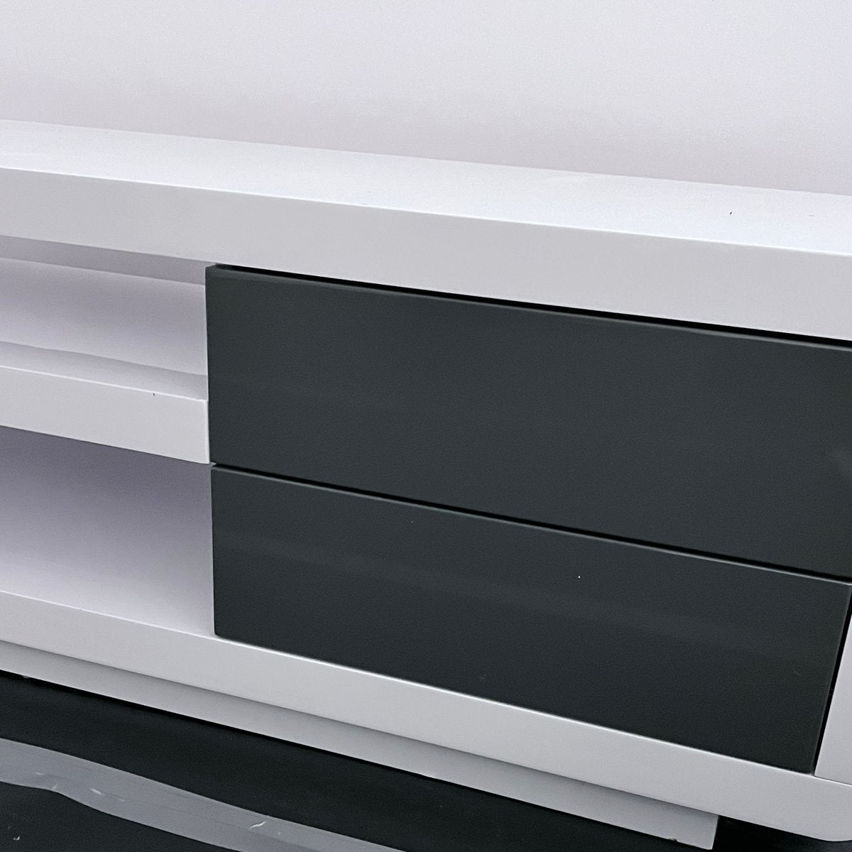 Salontafel en TV-meubel set - Modern wit met grijs, Ophalen, 100 tot 150 cm, Zo goed als nieuw, Minder dan 100 cm