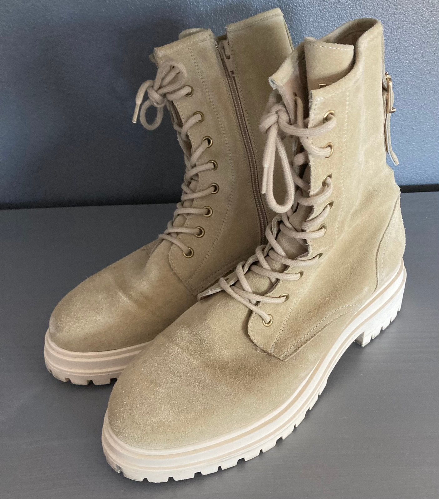 Red Rag halfhoge veterboots beige 41, Kleding | Dames, Schoenen, Ophalen of Verzenden, Zo goed als nieuw, Beige