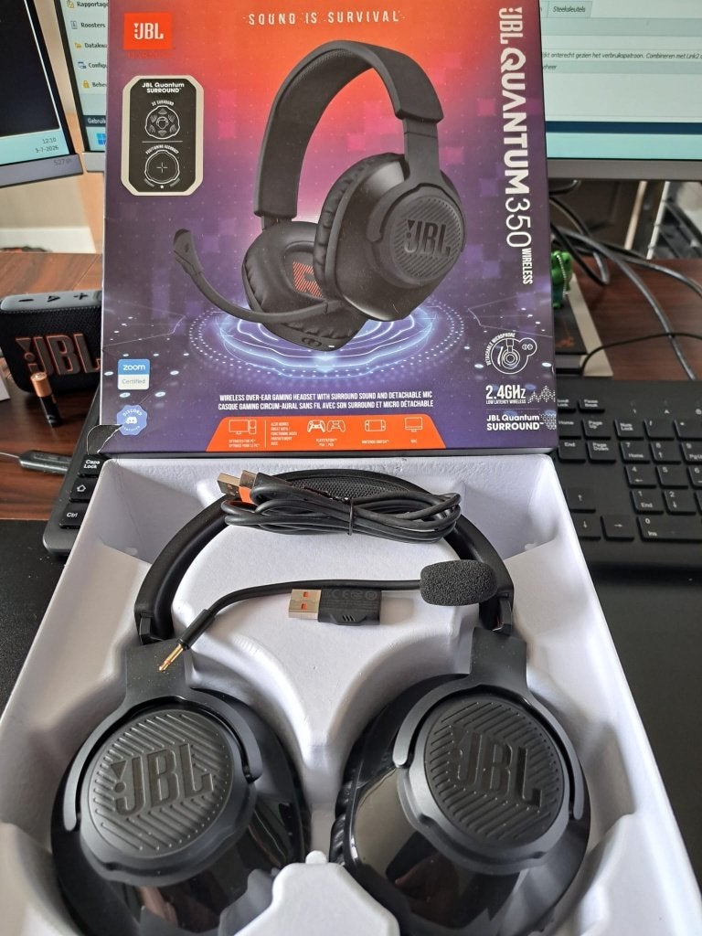 JBL Wireless Gaming headset koptelefoon Quantum 350, Computers en Software, Headsets, Zo goed als nieuw, Over-ear, Draadloos, Gaming headset