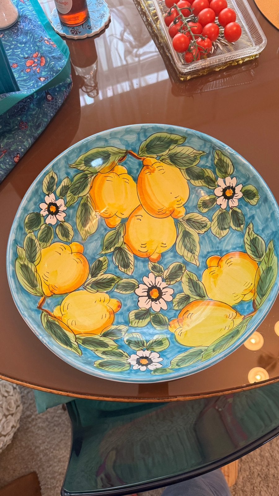 Hand geschilderde ceramiek schaal, Keramiek, Nieuw, Ophalen of Verzenden, Schaal of Schalen