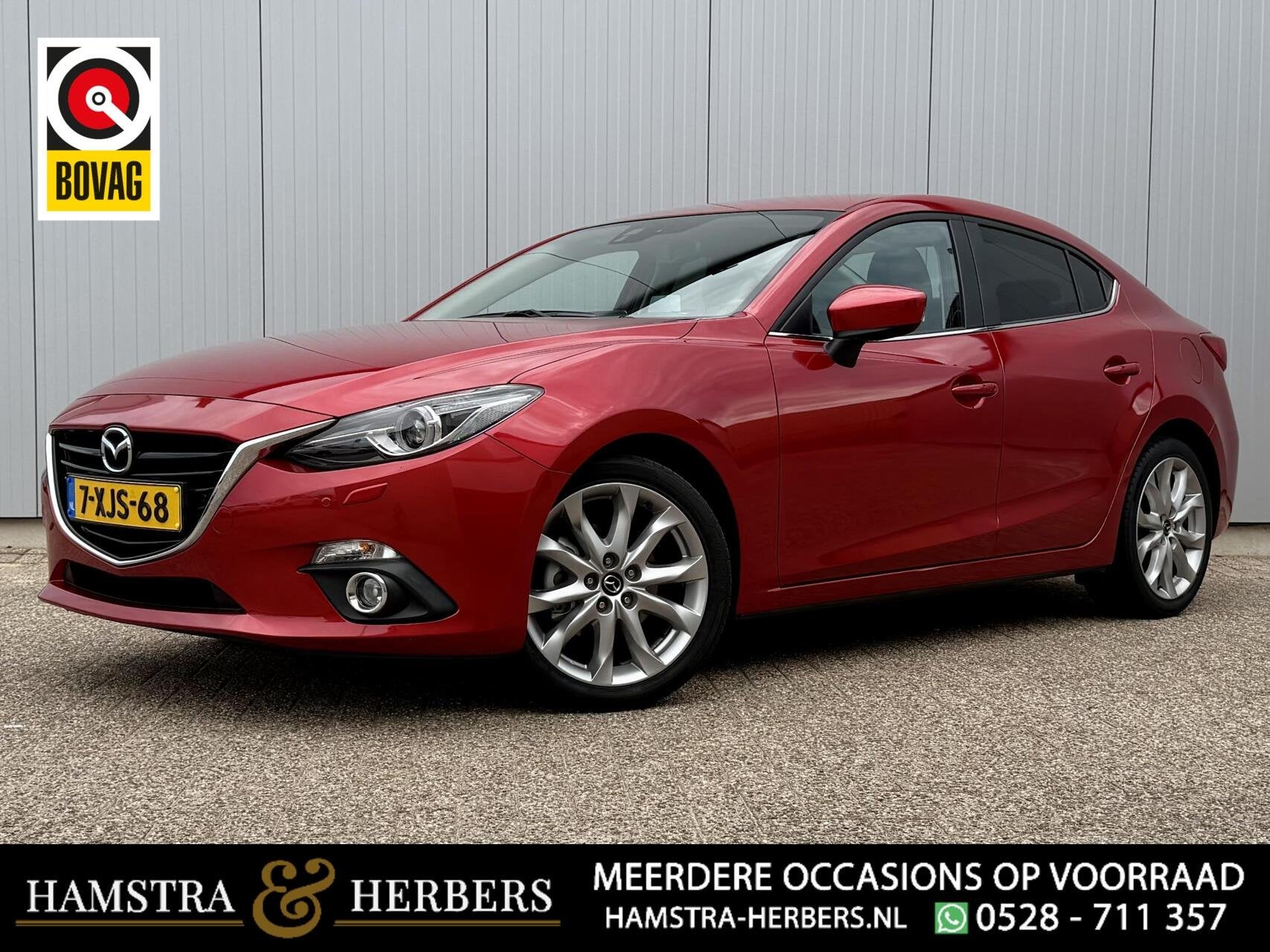 Mazda 3 2.0 GT-M head up, navi, leder, cruise, dieprood, Auto's, Mazda, Gebruikt, 4 cilinders, Handgeschakeld, 600 kg