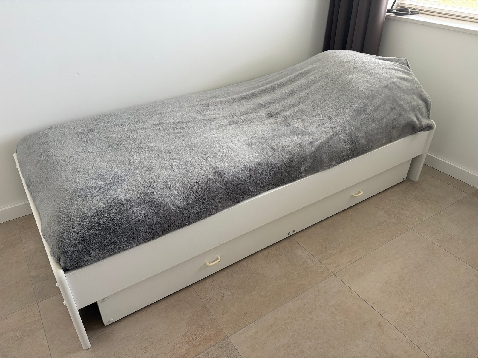Bed 90x210 + lade + Auping verstelbare bodem + Auping matras, Ophalen, 90 cm, Eenpersoons, Modern