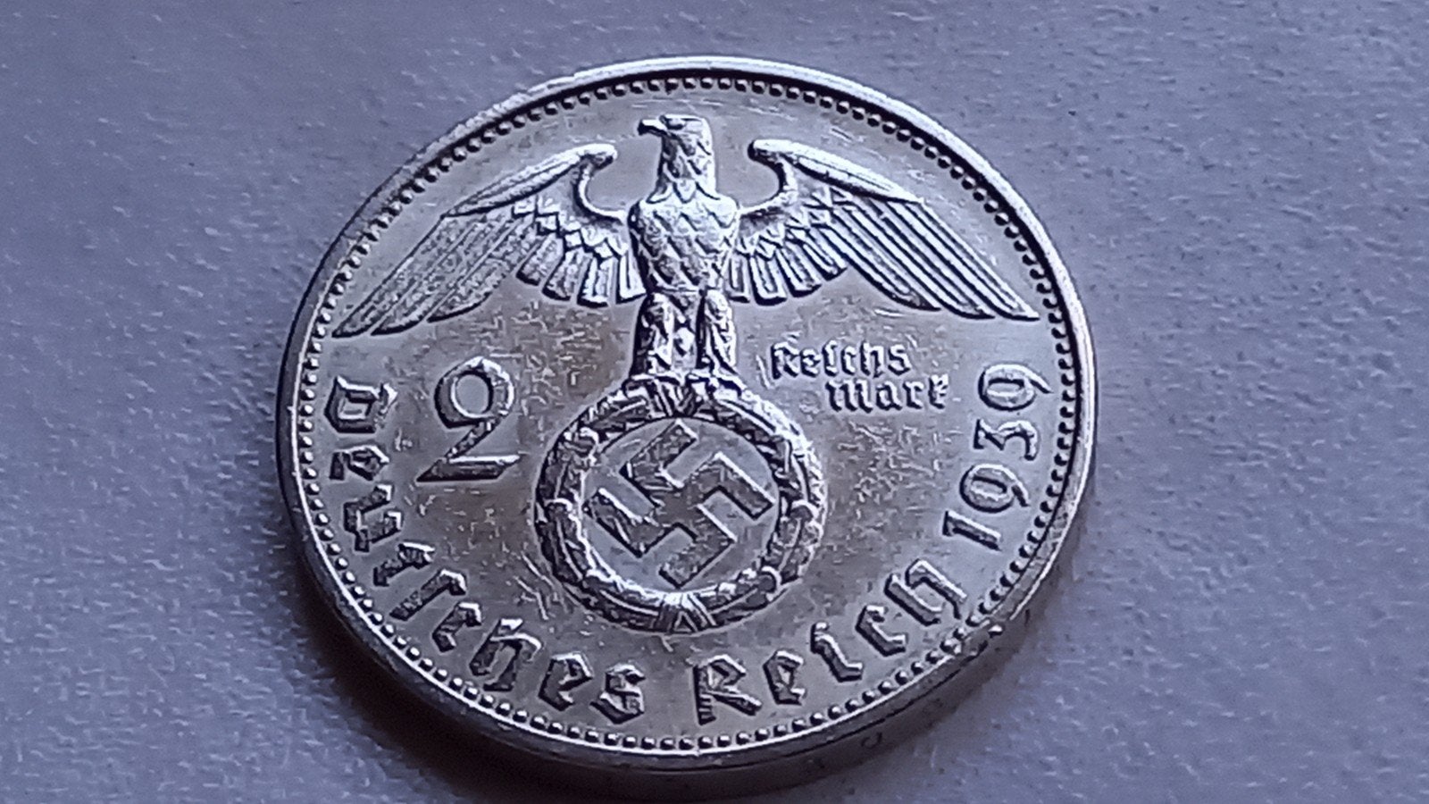WO2 2 Reichsmark 1939F zilver nazi duitsland., Ophalen of Verzenden, Duitsland, Losse munt, Zilver