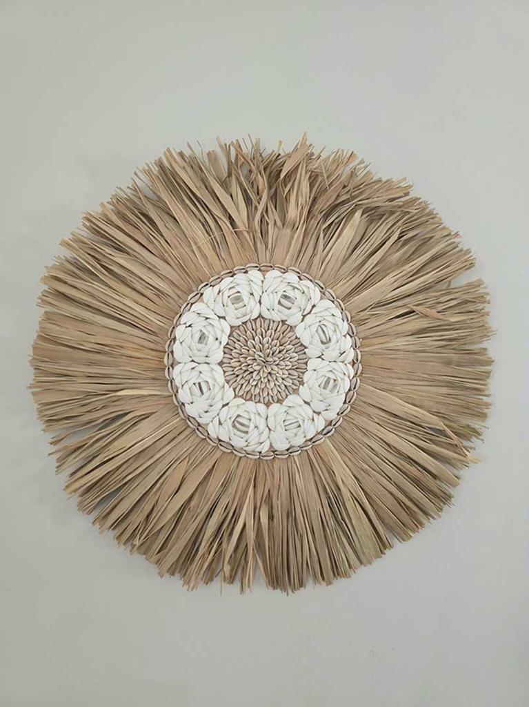 Raffia bunga schelp wanddecoratie 2 uit Bali, Ophalen, Boho, Wandcirkel, Tropical home