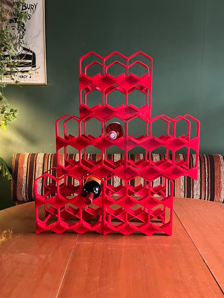 Retro Rood Wijnrek - Modulair & Space Age Vibe, Huis en Inrichting, Woonaccessoires | Wijnrekken, Ophalen, Kunststof, Gebruikt