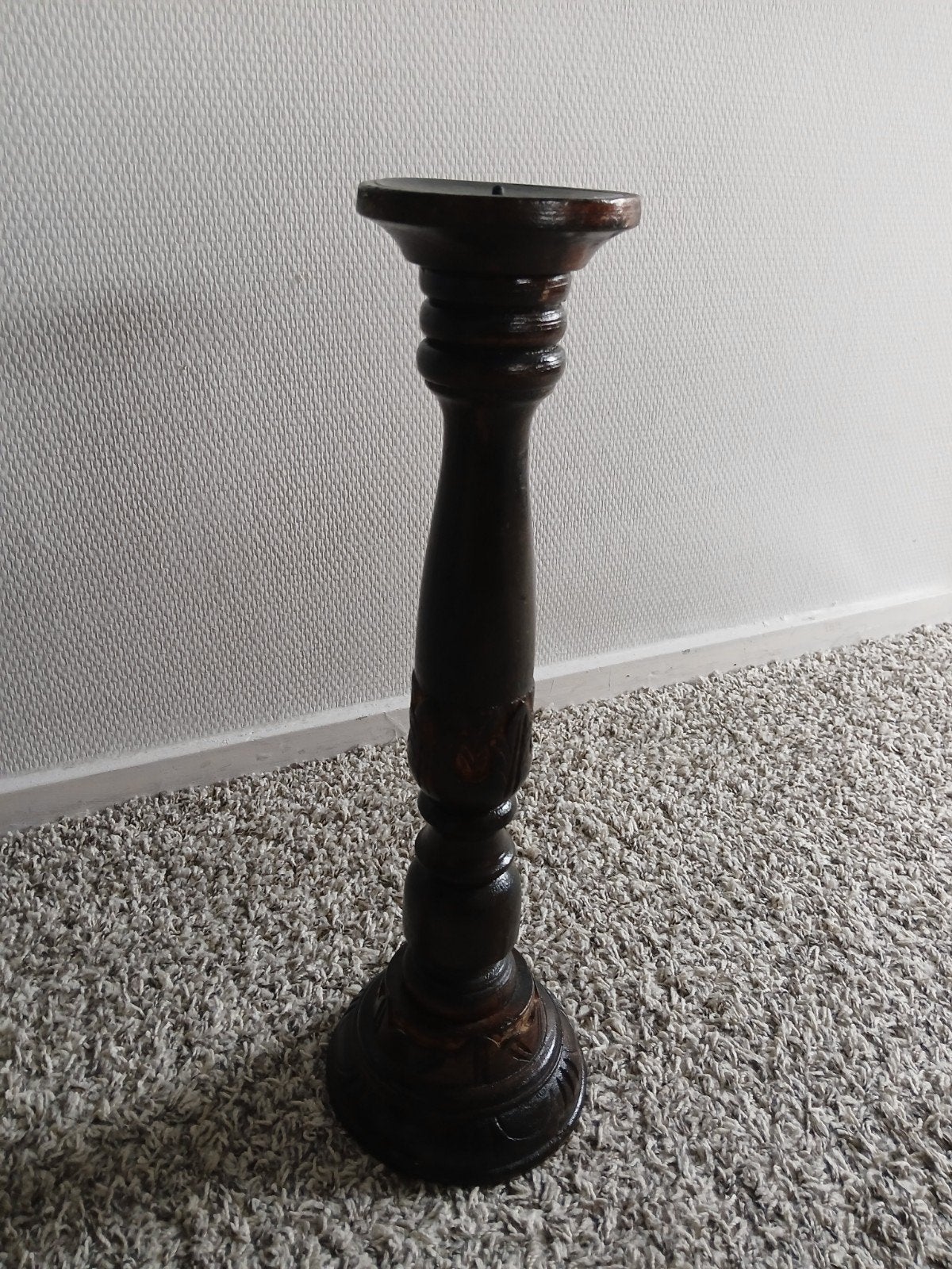 Antieke houten kandelaar, Antiek en Kunst, Ophalen of Verzenden, Overige materialen