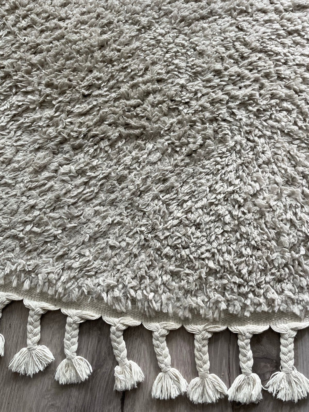 Rond vloerkleed met franjes - Crème/Beige, Huis en Inrichting, Stoffering | Tapijten en Kleden, Ophalen, 100 tot 150 cm, Rond