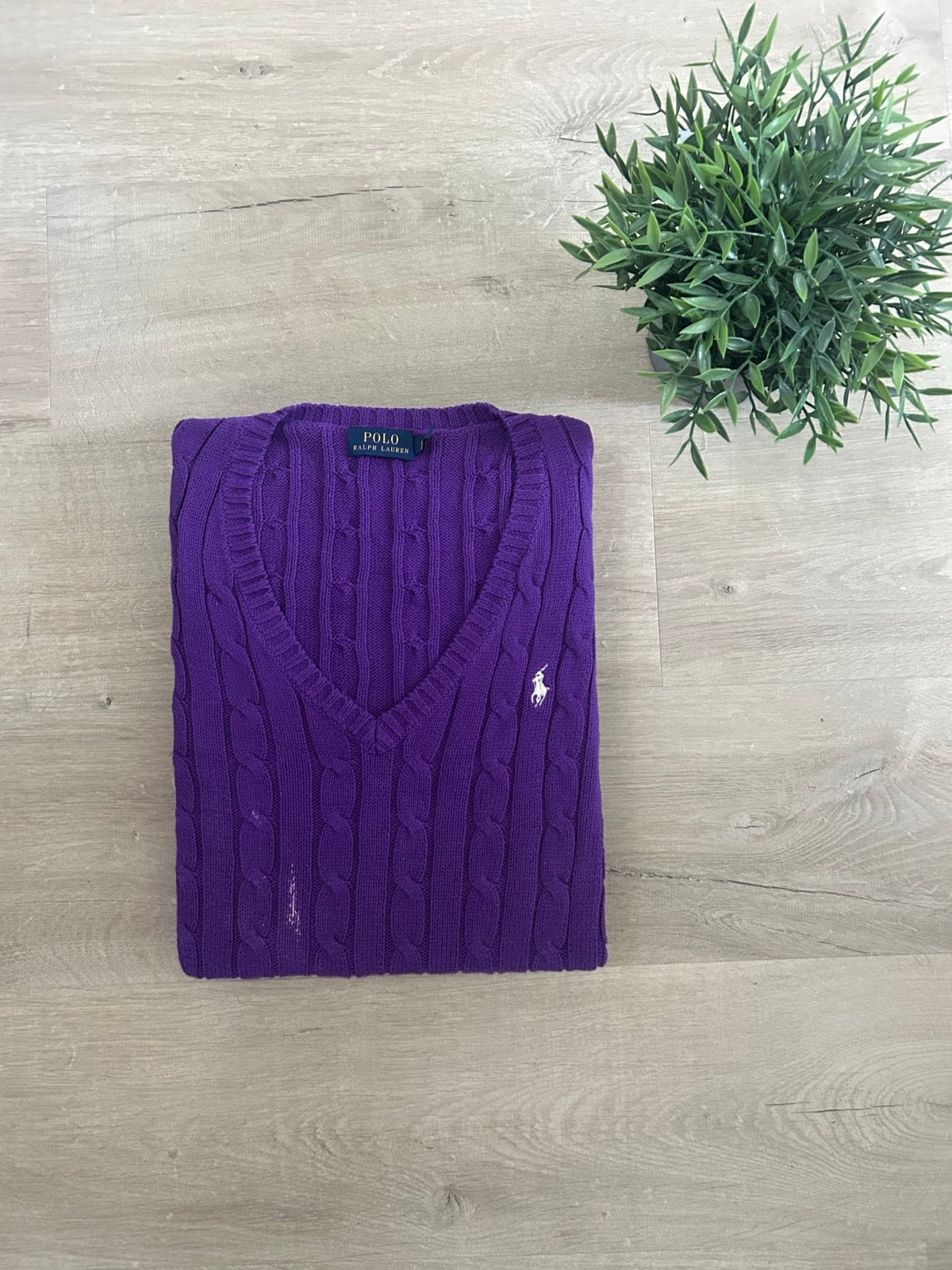 Ralph Lauren kabeltrui paars maat L, Kleding | Dames, Truien en Vesten, Ophalen of Verzenden, Gedragen, Maat 42/44 (L), Paars