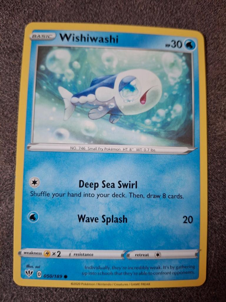 Wishiwashi Pokémon Kaart - D 050/189, Ophalen of Verzenden, Zo goed als nieuw, Losse kaart