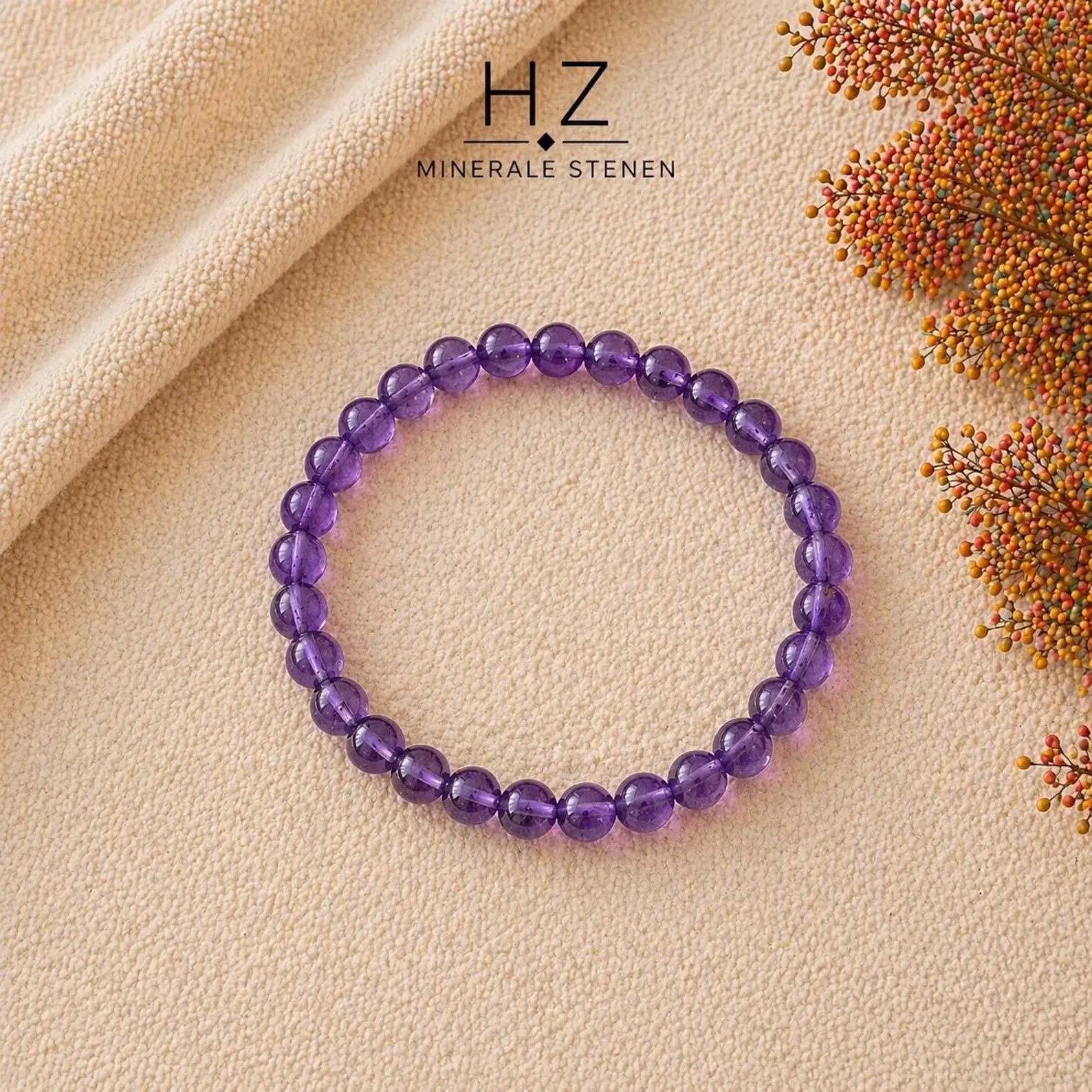 Kogelarmband 6mm Amethist, Sieraden, Tassen en Uiterlijk, Armbanden, Overige materialen, Paars, Nieuw, Ophalen of Verzenden