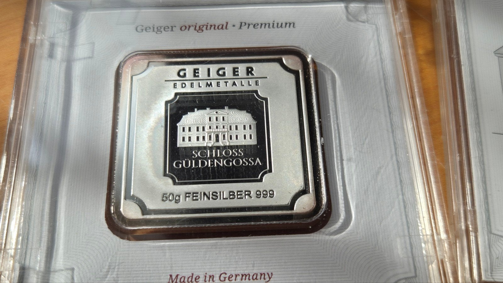 50 gram Zilverbaar! Geiger Edelmetalle, Silver Square Bar., Verzenden, Zilver