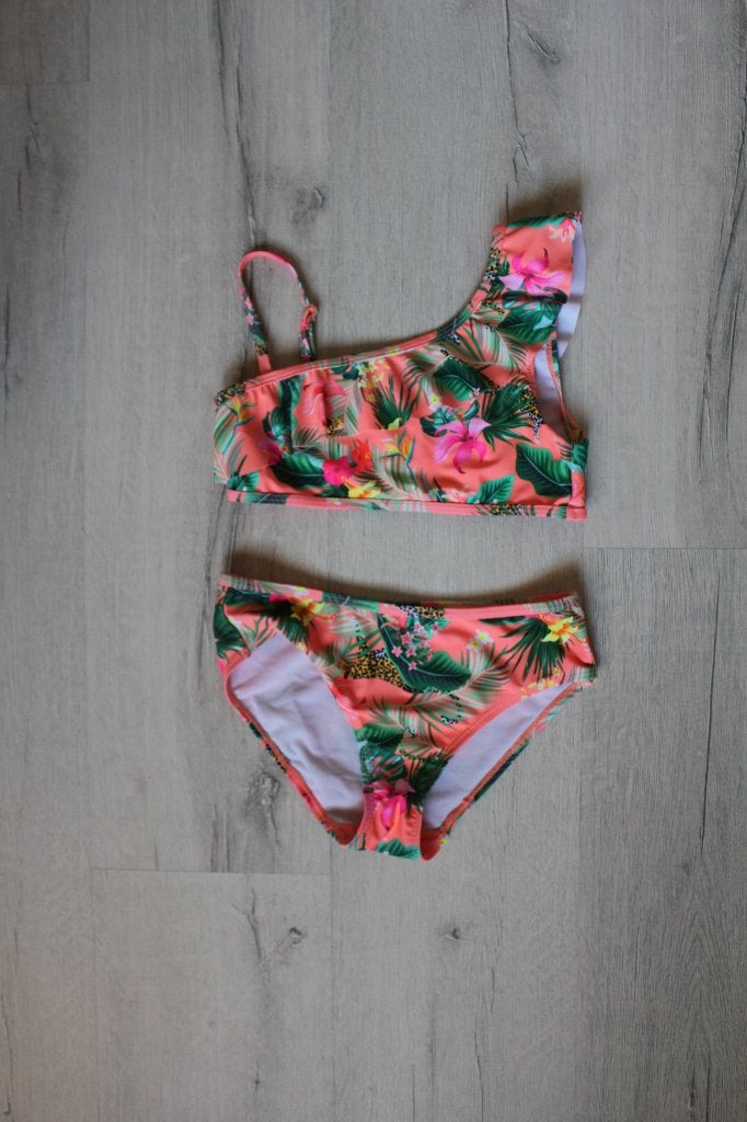 Bikini oranje safari maat 128/134, Kinderen en Baby's, Kinderkleding | Kinder-zwemkleding, Gebruikt, Bikiniset, Meisje, Wibra