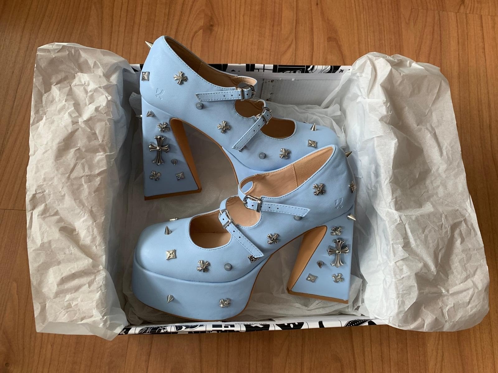 Koi Footwear Devil Tears Vegan Platform Heels – Baby Blue, Kleding | Dames, Blauw, Zo goed als nieuw, Schoenen met hoge hakken