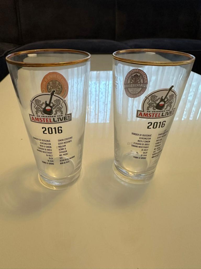 Amstel glazen 2x, Ophalen, Zo goed als nieuw, Bierglas