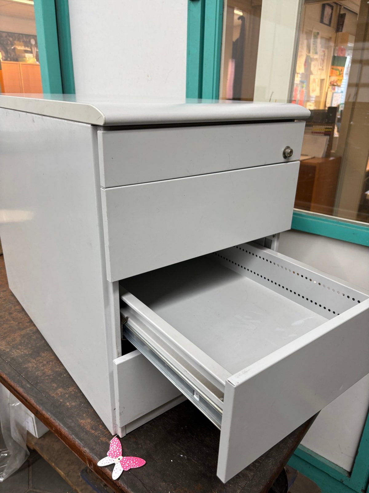Grijze buroladekasten met 3 laden, Minder dan 50 cm, Gebruikt, Ophalen of Verzenden, 3 of 4 laden