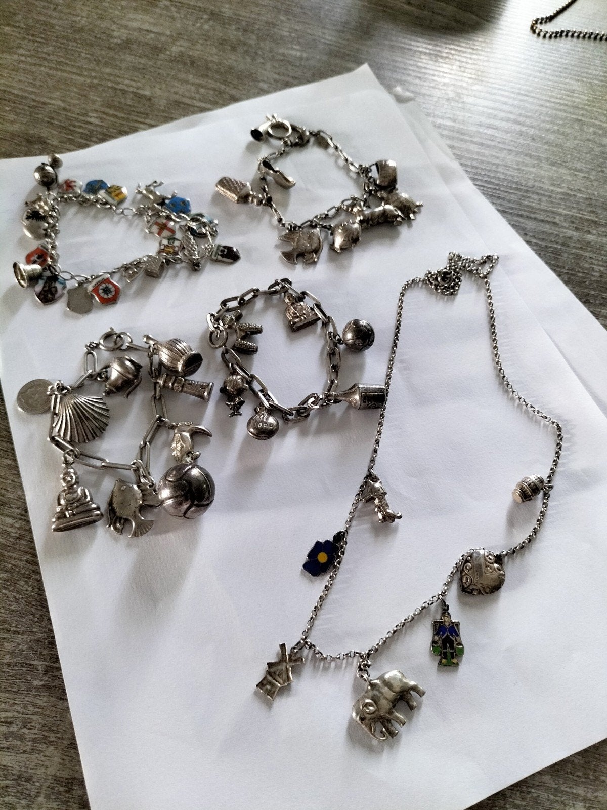 Antieke zilveren bedelarmbanden en ketting, Sieraden, Tassen en Uiterlijk, Antieke sieraden, Verzenden, Zilver, Armband