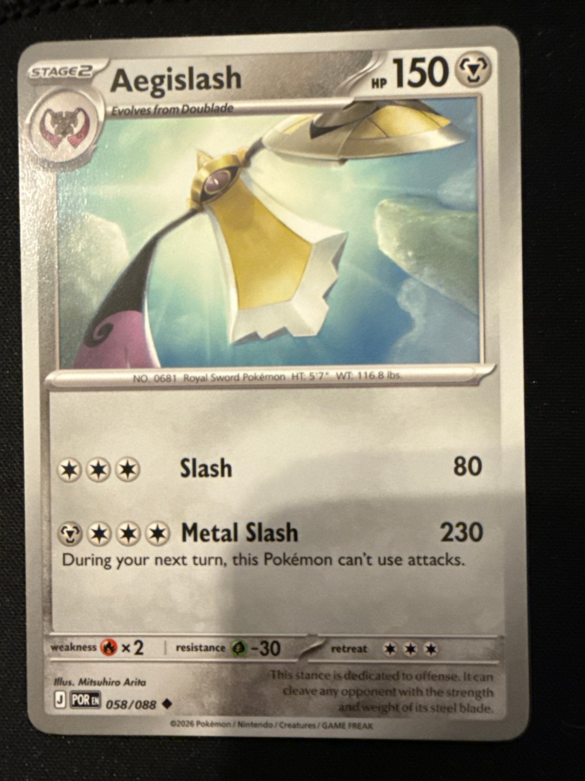 Pokémon Kaart Aegislash 058/088 - Royal Sword Pokémon, Ophalen of Verzenden, Zo goed als nieuw, Losse kaart