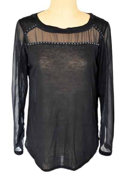 Hunkydory ragfijn topje, transparant truitje, Mt. S, Kleding | Dames, Verzenden, Zwart, Zo goed als nieuw, Lange mouw
