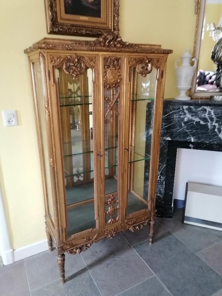 Exclusieve Napoleon III gildwood vitrine kast 1870, Antiek en Kunst, Verzenden