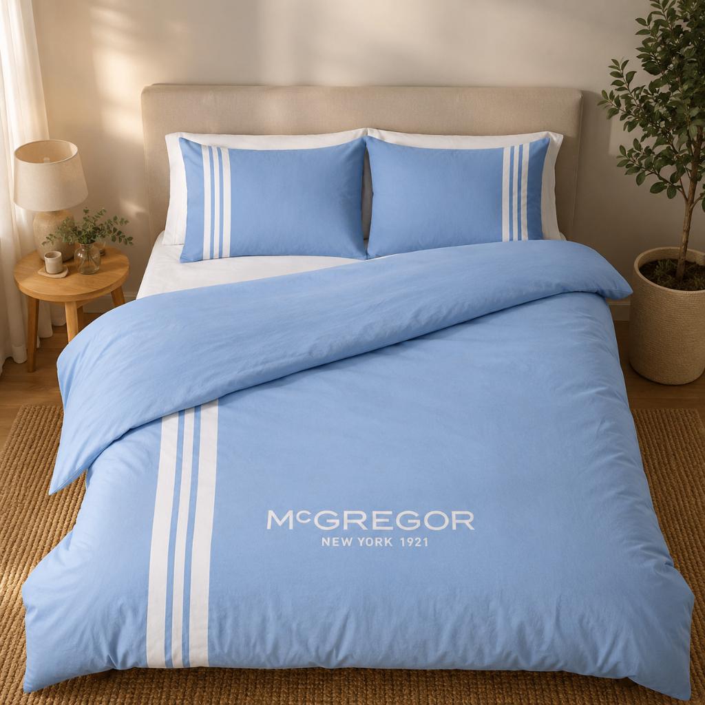 McGregor Queens Blue dekbedovertrek 140x200/220 nieuw, Eenpersoons, Blauw, Dekbedovertrek, Katoen