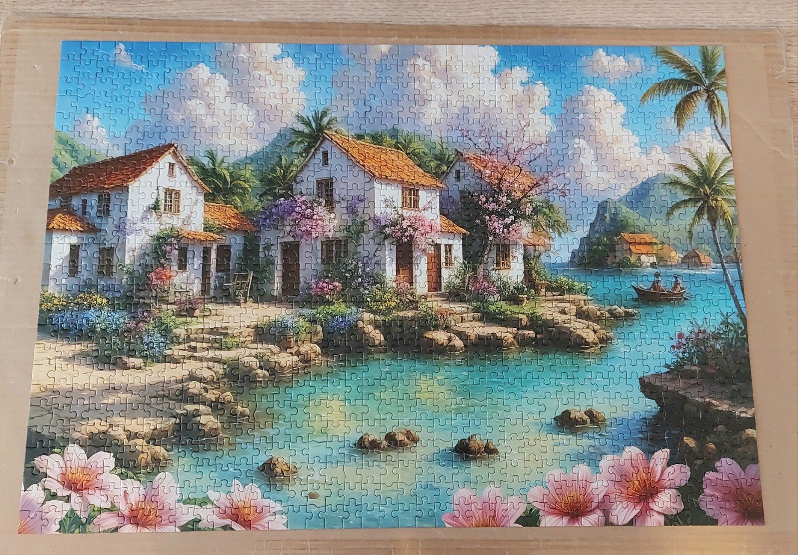LEGPUZZEL "CARIBBEAN CASA" zgan.1000 50X70 €4,00, Ophalen, 500 t/m 1500 stukjes, Zo goed als nieuw, Legpuzzel