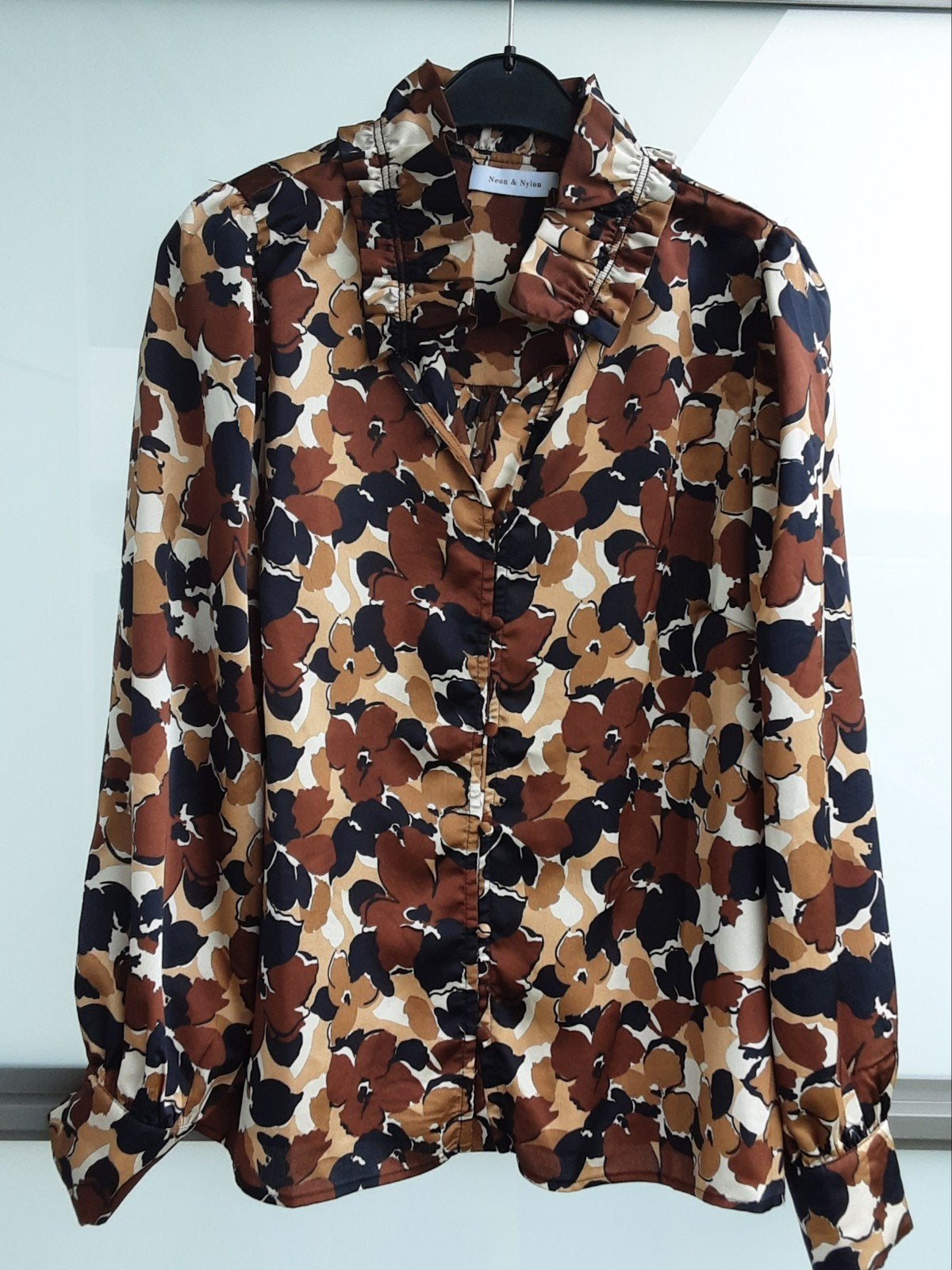 Blouse zwart bruin wit, xl, Zwart, Maat 46/48 (XL) of groter, Ophalen of Verzenden, Zo goed als nieuw