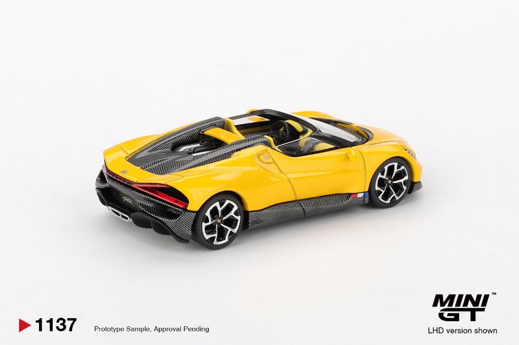 Mini GT Bugatti W16, Mistral Yellow, Www.rubensmodelautos.nl, Auto, Nieuw, Ophalen of Verzenden
