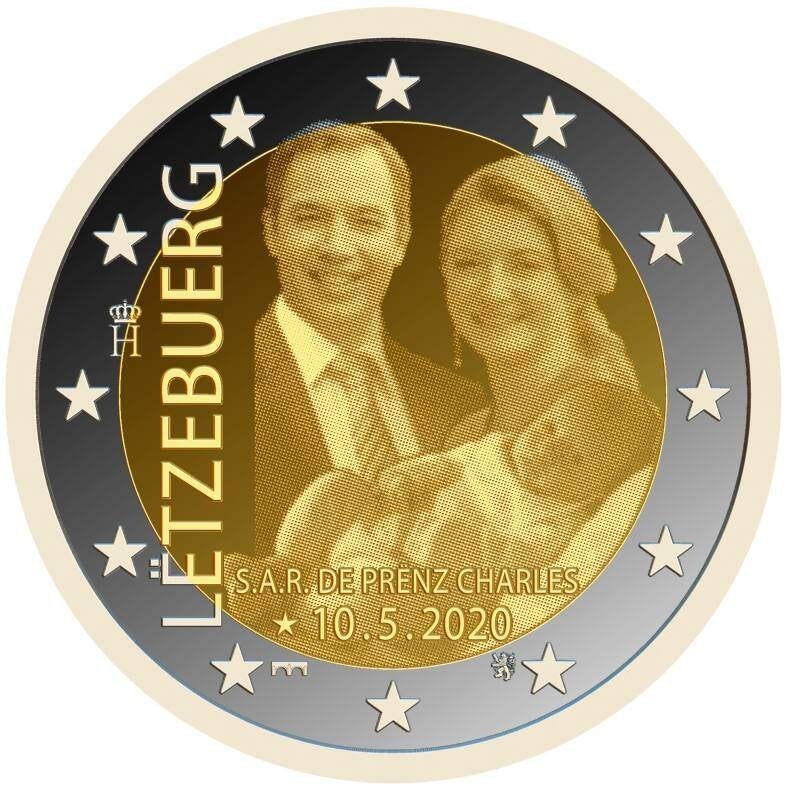 2 Euro Luxemburg 2020 - Erfprins Karel - Variant Foto - UNC, Postzegels en Munten, Verzenden, Luxemburg, 2 euro, Losse munt