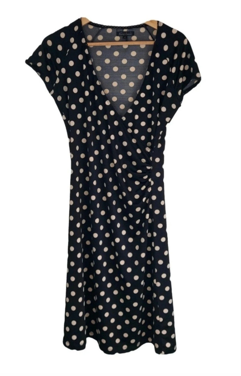 King Louie Zwarte Polkadot Crossdress Travel  Jurk Maat M, Maat 38/40 (M), Verzenden, Zwart, Zo goed als nieuw