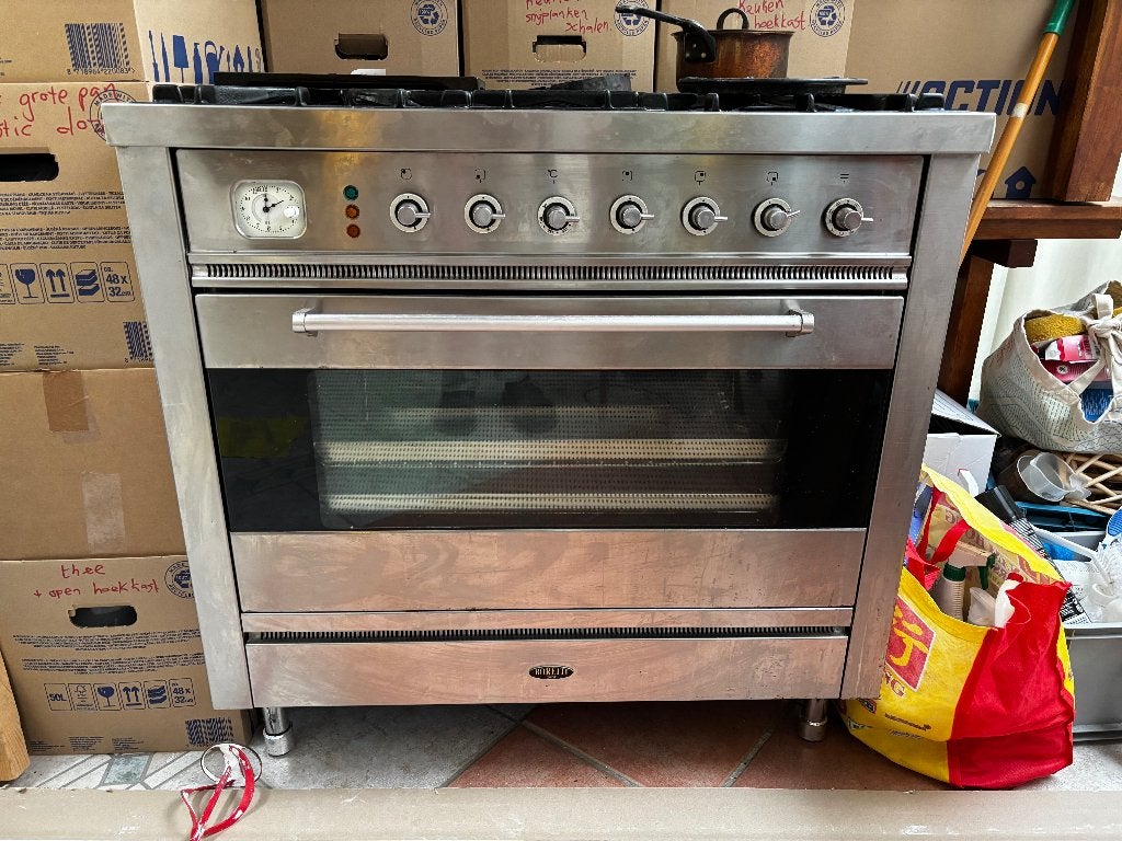 Vrijstaand Boretti gasfornuis 90cm, Ophalen, Gebruikt, 60 cm of meer, Gas