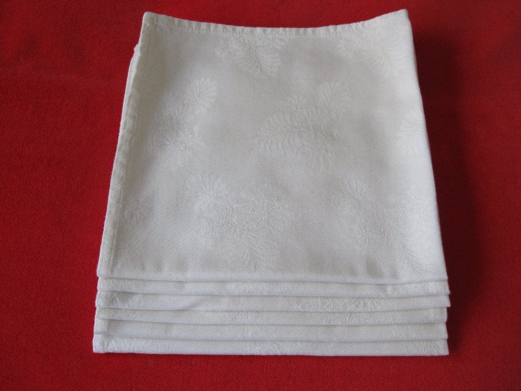 6 prachtige grote damast servetten, bloemenpatroon 54x54cm, 54 cm, 54 cm, Ophalen of Verzenden, Zo goed als nieuw