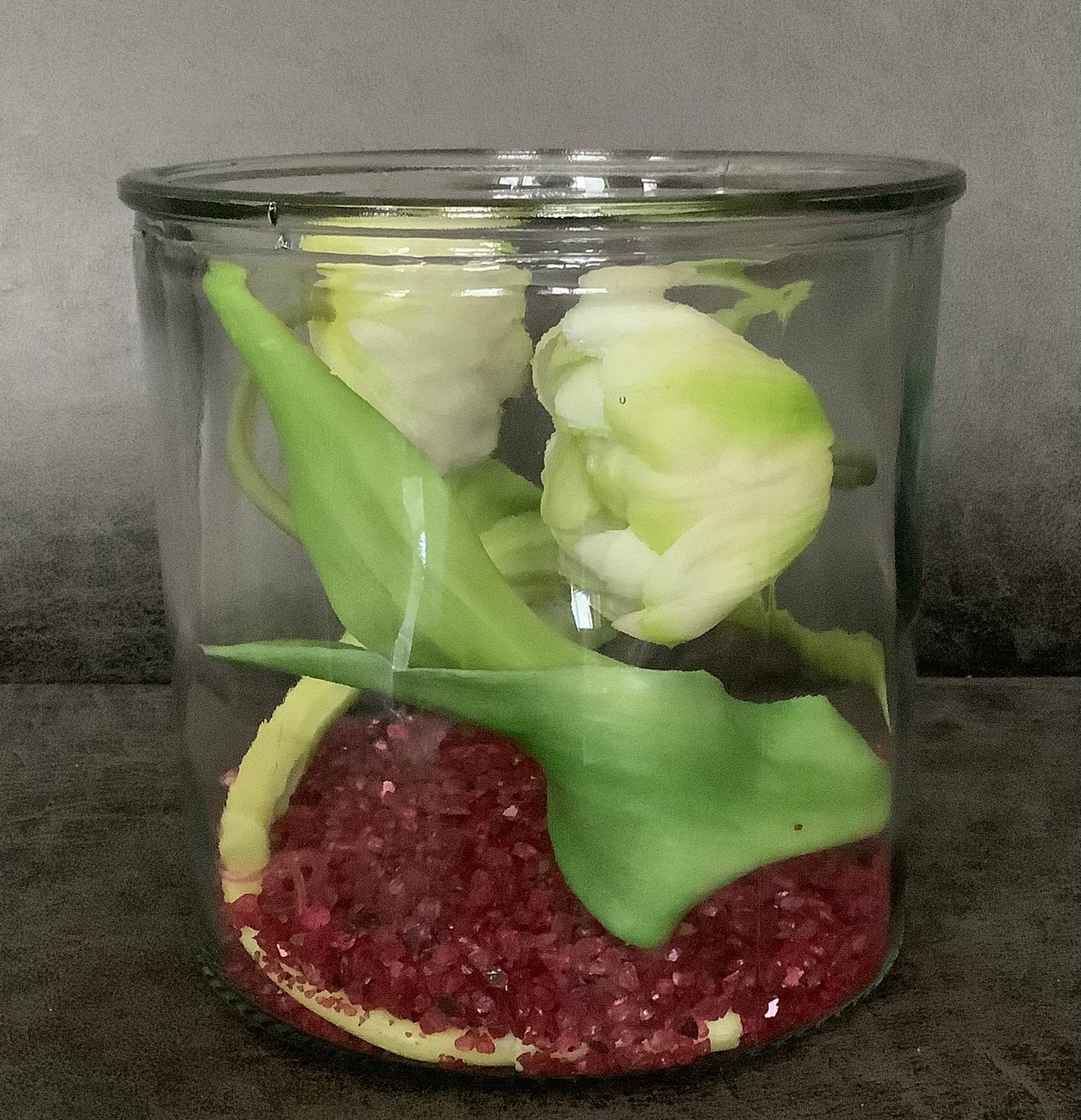 Vaas met deco tulpen NIEUW, Huis en Inrichting, Woonaccessoires | Vazen, Ophalen, Nieuw