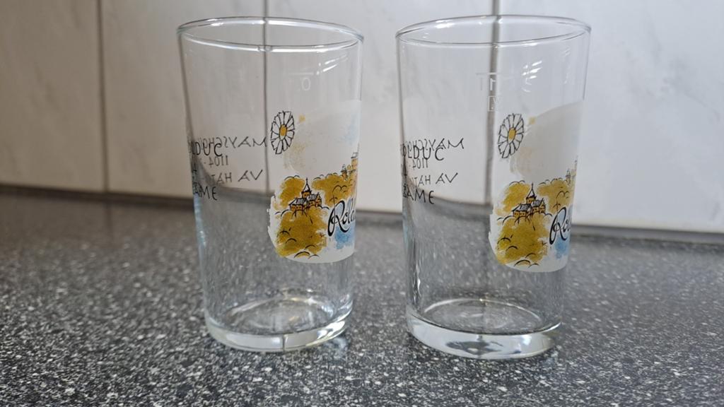 2 abdij Rolduc Kerkrade glaasjes - Mayschoss 1104-2004, Ophalen of Verzenden