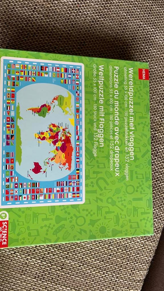 Wereldpuzzel met vlaggen, Ophalen of Verzenden, Zo goed als nieuw