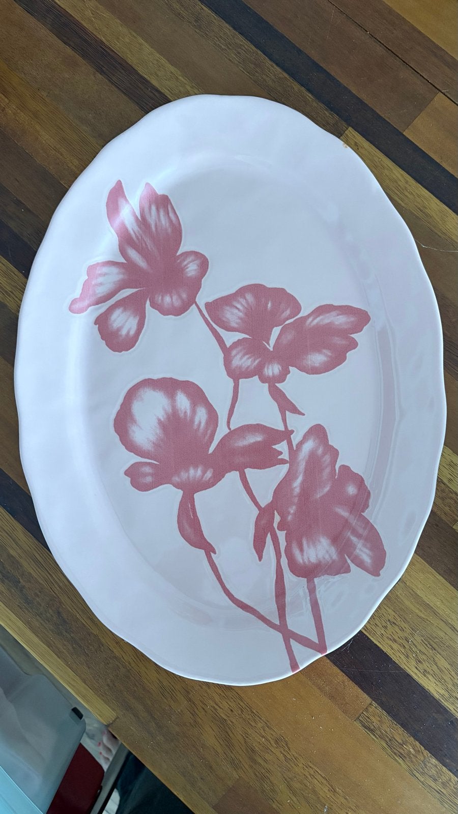 H&M Home Roze Borden met Bloemendessin - 2 stuks, Ophalen, Steen, Overige merken, Zo goed als nieuw
