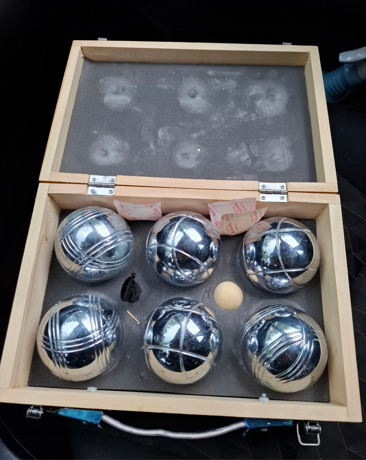 Jeu de boules set in luxe kistje - 6 ballen en kleine bal, Ophalen of Verzenden