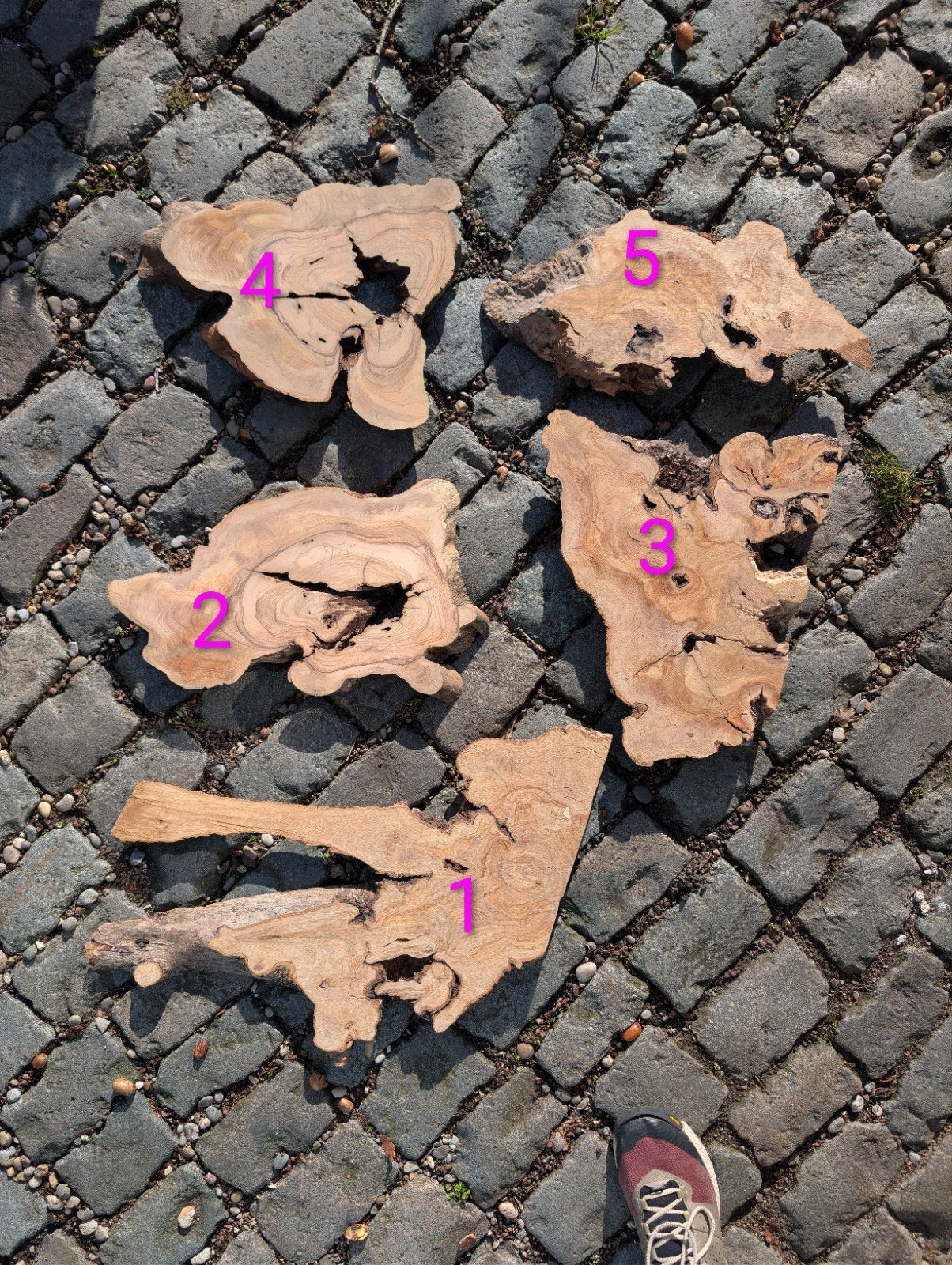 5 karakteristieke olijfhouten planken voor epoxy tafels, Ophalen of Verzenden