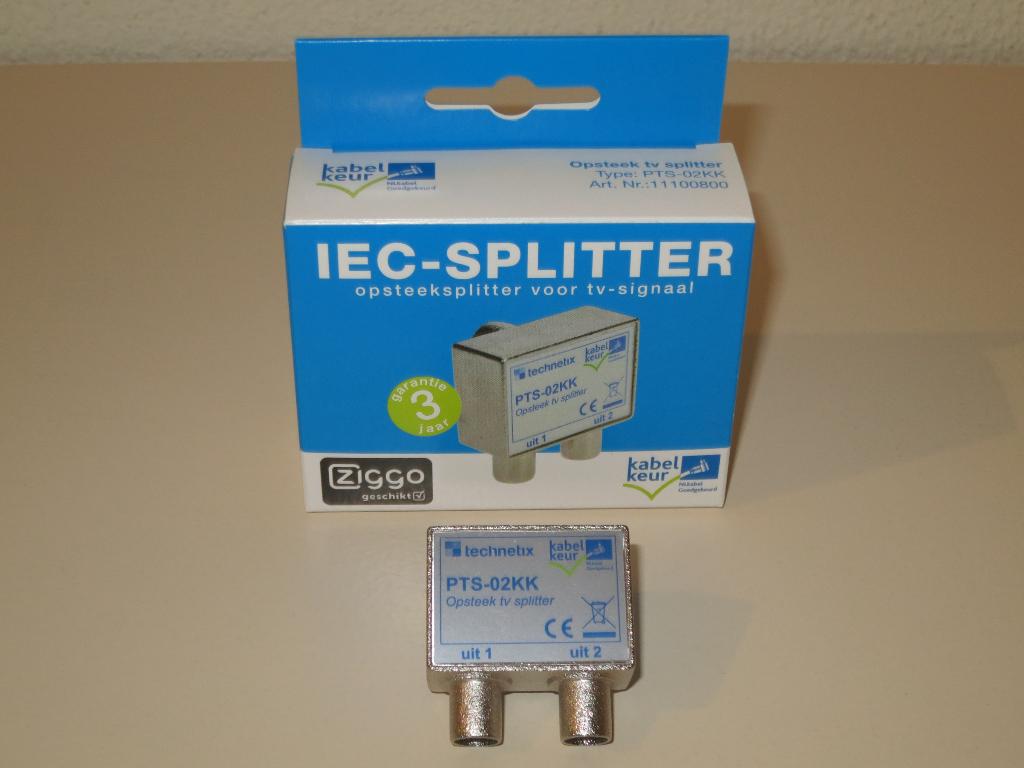 Technetix PTS-02KK opsteek TV splitter / IEC-splitter, Ophalen of Verzenden, Nieuw, Minder dan 2 meter, Coaxiale kabel