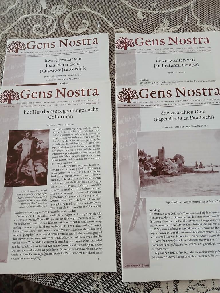 4 boekjes Gens Nostra 2005, Boeken, Geschiedenis | Stad en Regio, Ophalen of Verzenden, Zo goed als nieuw