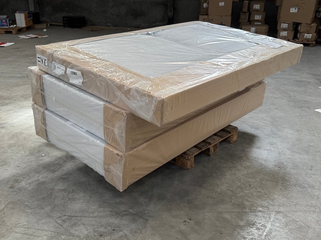 Nieuwe Boxspring Premium Duitse Fabrikant 200x200 cm, Ophalen, Overige maten, Grijs, Nieuw