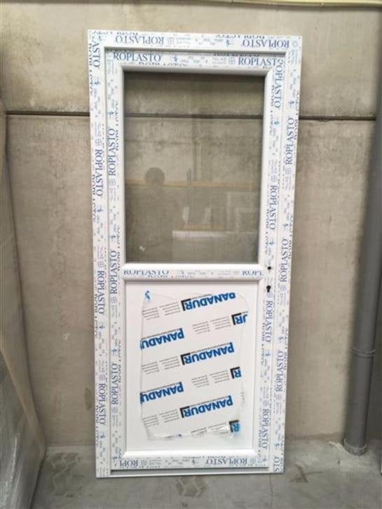 Kunststof buiten deur 93 x 208 1/2 glas., Niet ingevuld, 80 tot 100 cm, Niet ingevuld, Nieuw