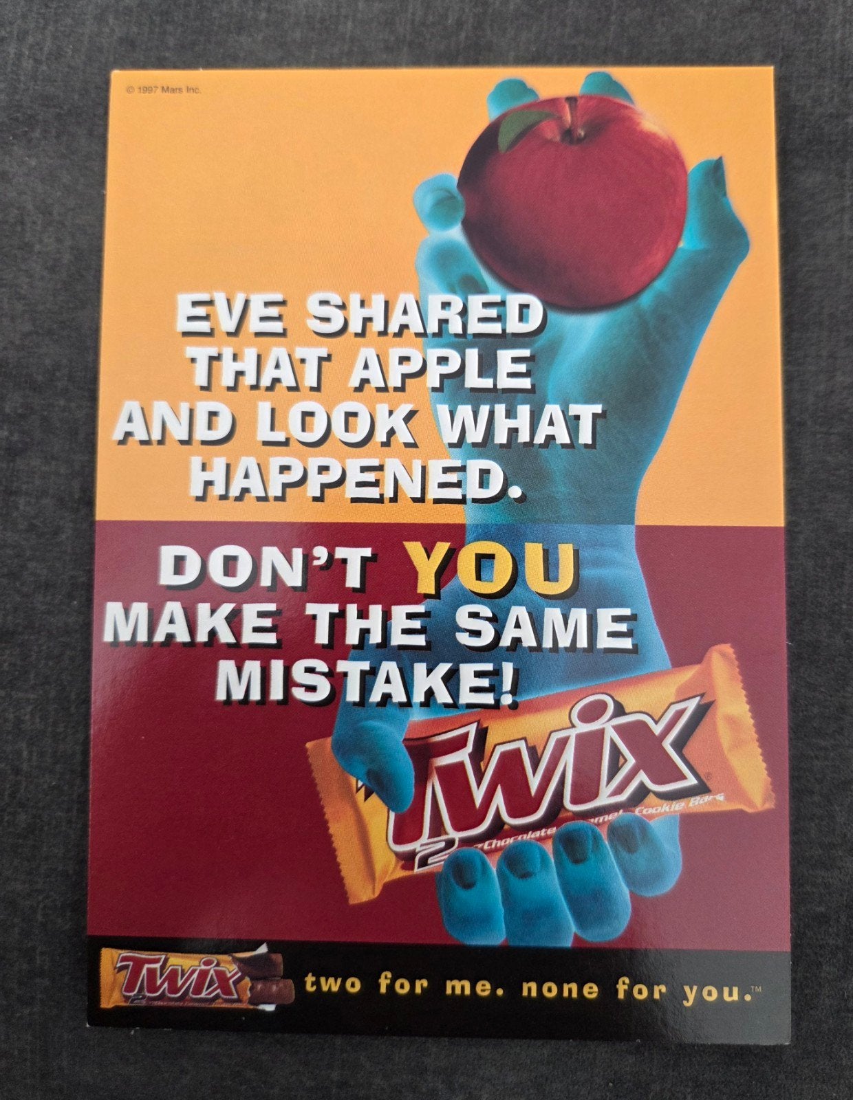 Vintage Twix Reclame Postkaart, Verzamelen, Verzenden, 1980 tot heden, Ongelopen, Overige thema's